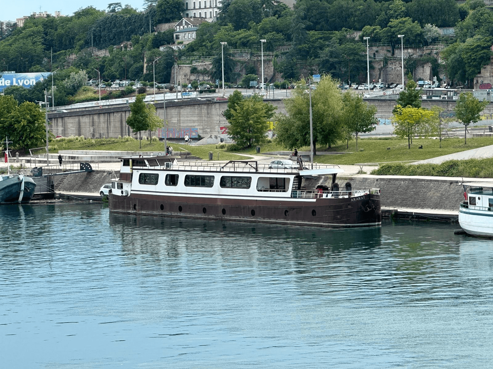 The Ararat — LY1107 — docked on the Rhône in Lyon, France